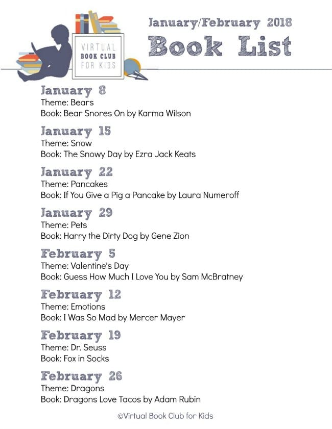 Virtual Book Club for Kids BOOK LIST for January and February