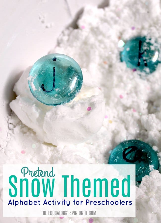 Fun and Easy Snow Themed Alphabet Sensory Bin for Kids