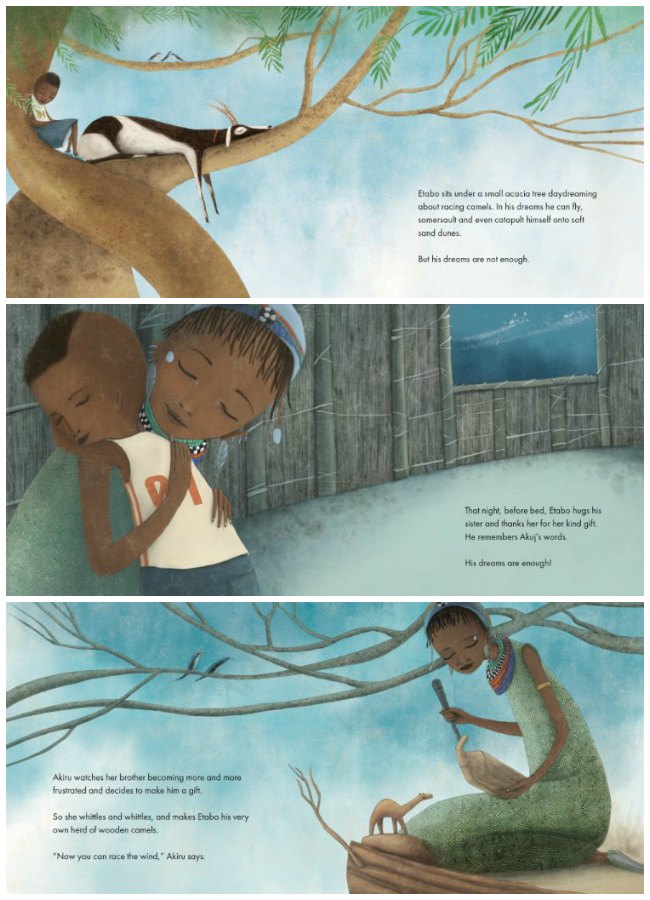 Page Excerpts from The Wooden Camel by Wanuri Kahiu and illustrated by Manuela Adreani