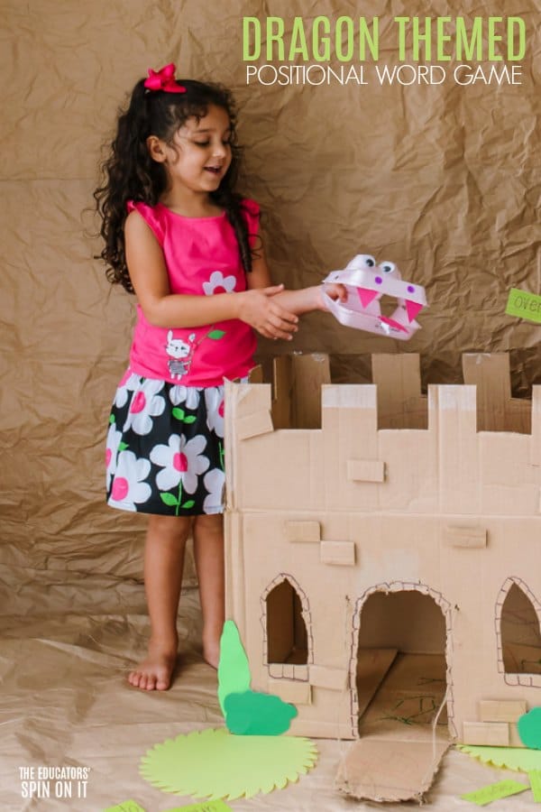 Egg Carton Dragon over Cardboard Castle with Preschooler 