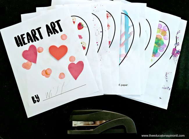 Heart Art completed projects for preschool and toddlers. Valentine's Day art for kids