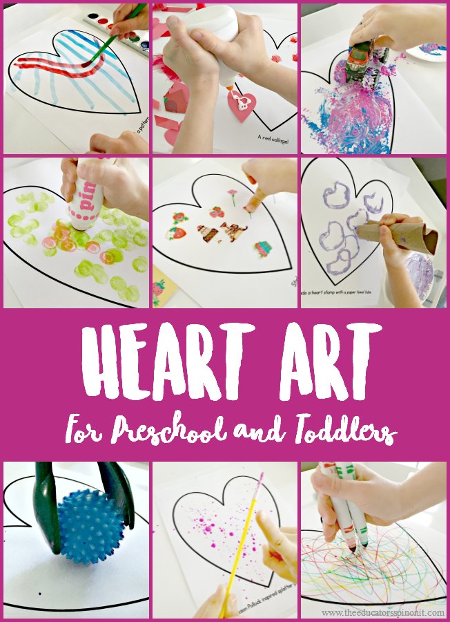 Fun and Easy heart art projects for preschool and toddlers to make, art, art projects, open ended art projects for Valentine's Day