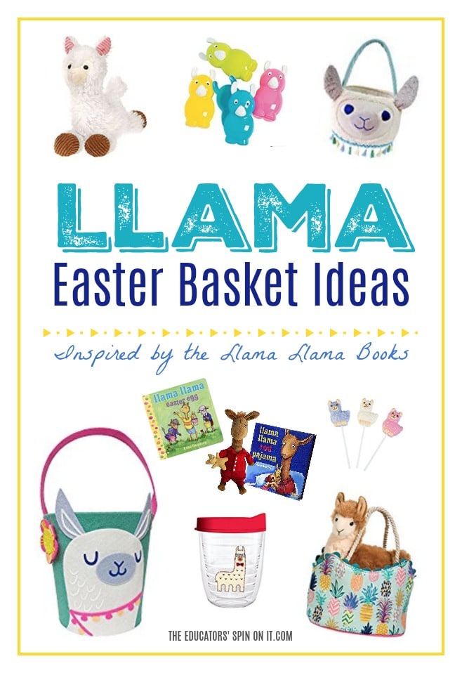 Llama toys and Llama easter baskets for kids inspired by Llama Llama Books