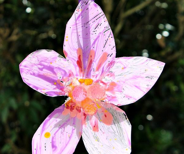 DIY Painted Flower Craft for Kids Using Recycled Plastic