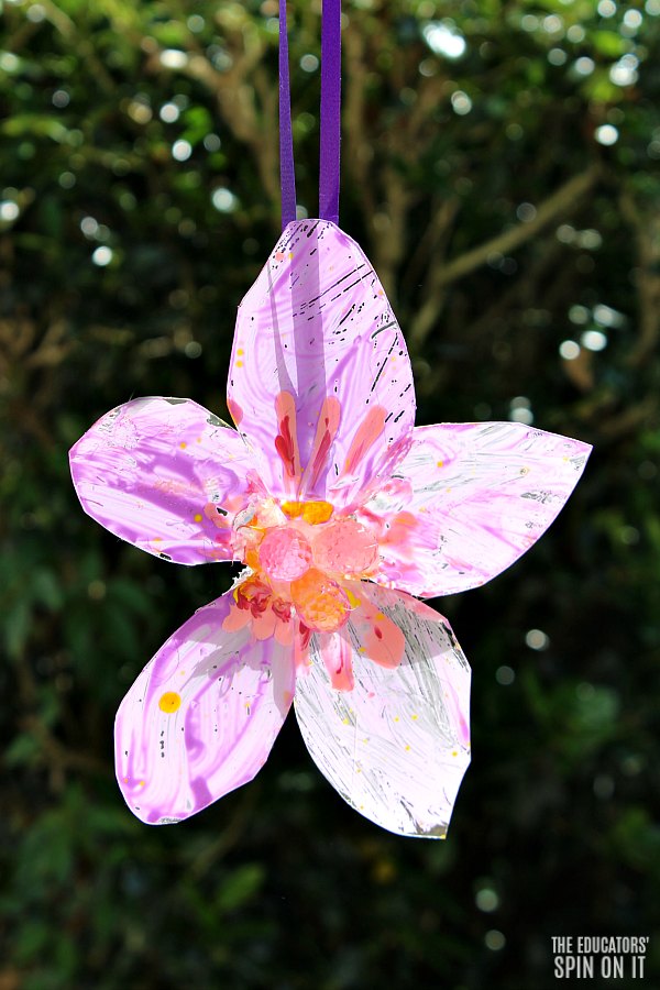 DIY Painted Flower Craft for Kids Using Recycled Plastic