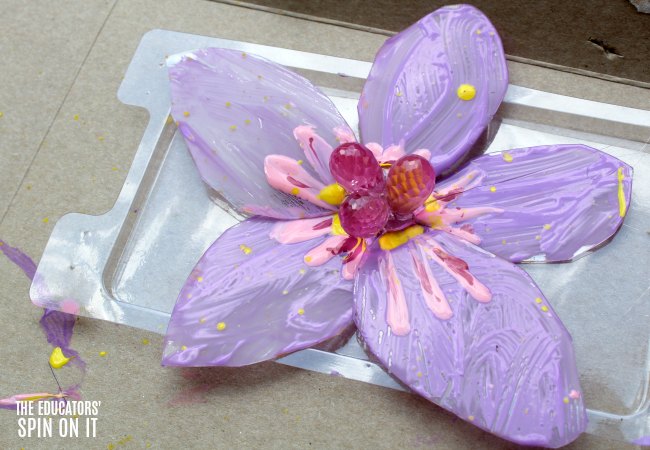 DIY Painted Flower Craft for Kids with Recycled Plastic