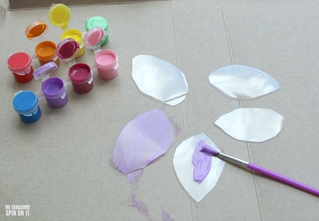 Painted Flower Craft for Kids with Recycled Plastic