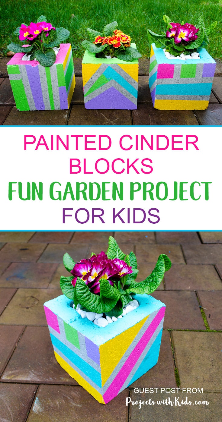 Painted Cinder Blocks Fun Garden Project for Kids