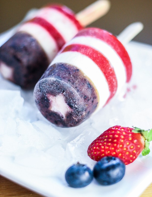 Patriotic Popsicles with Red, White and Blue with Star
