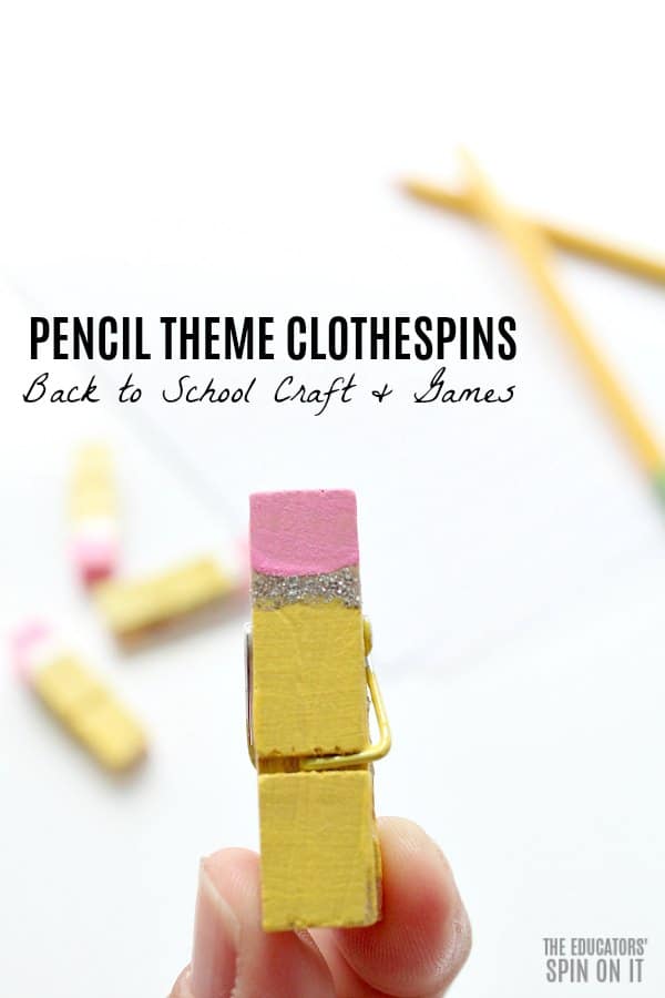 Pencil Themed Clothespins for Back to School Literacy Fun