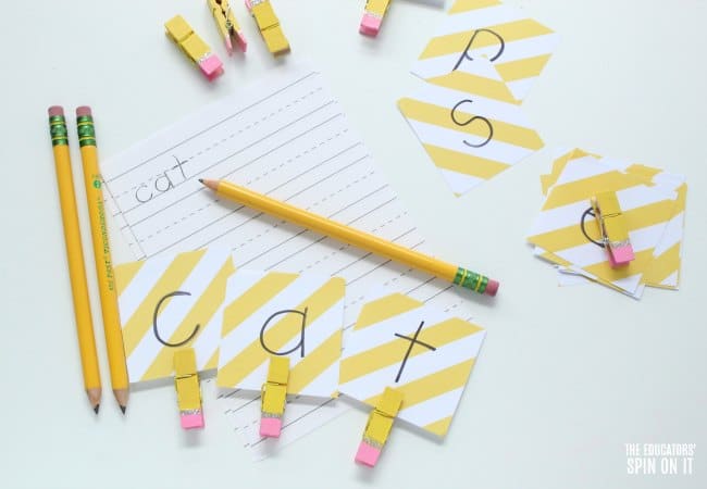 Pencil Themed Word Family Game for Back to School with Beginning readers