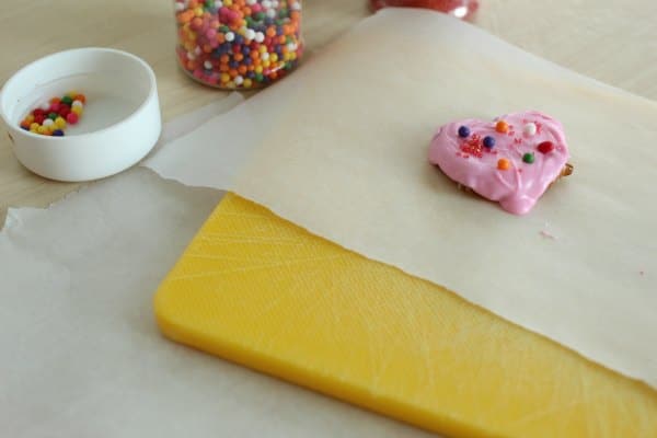 Decorated Heart Shaped Pretzel Candy Treat for Valentine's Day with kids