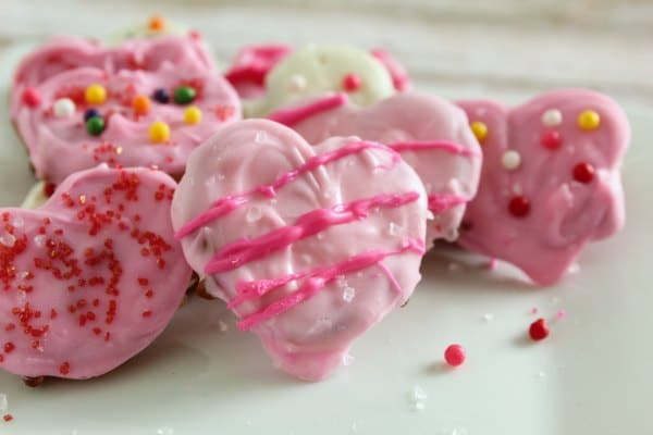Kid Made Heart Shaped Pretzel Candy Treat for Valentine's Day