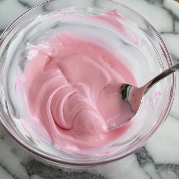 Melting pink candy chocolate for Valentine's Day Candy