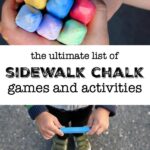 Child holding sidewalk chalk to play learning activities
