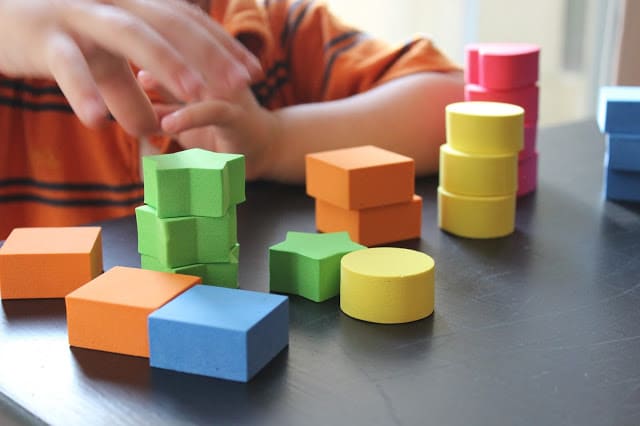 Math Games for Preschoolers with foam shapes