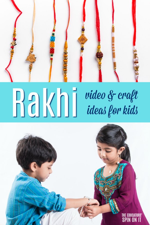 exploring rakhi with videos and crafts for kids, sister demonstrating tying bracelet on brother.