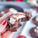 Hot chocolate cookie recipe with christmas background for holiday cookie exchange