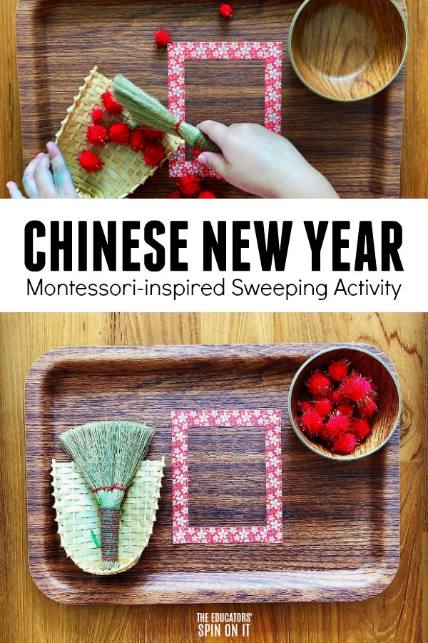 Chinese New Year Montessori Sweeping Activity for Preschoolers