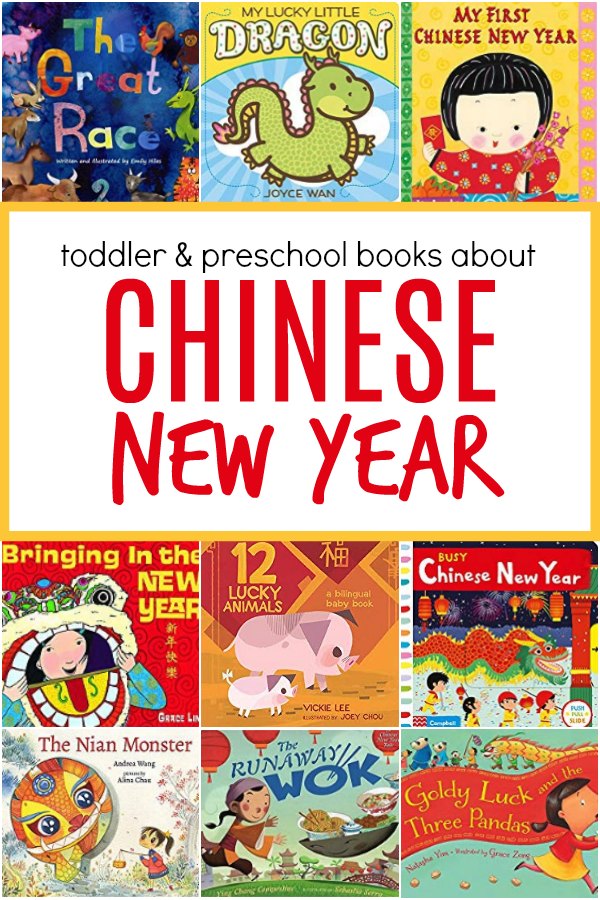 A collection of book covers for toddlers and preschoolers about the Chinese New Year