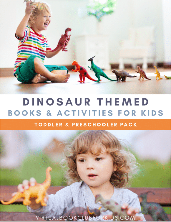 virtual Book club for kids activity with dinosaurs