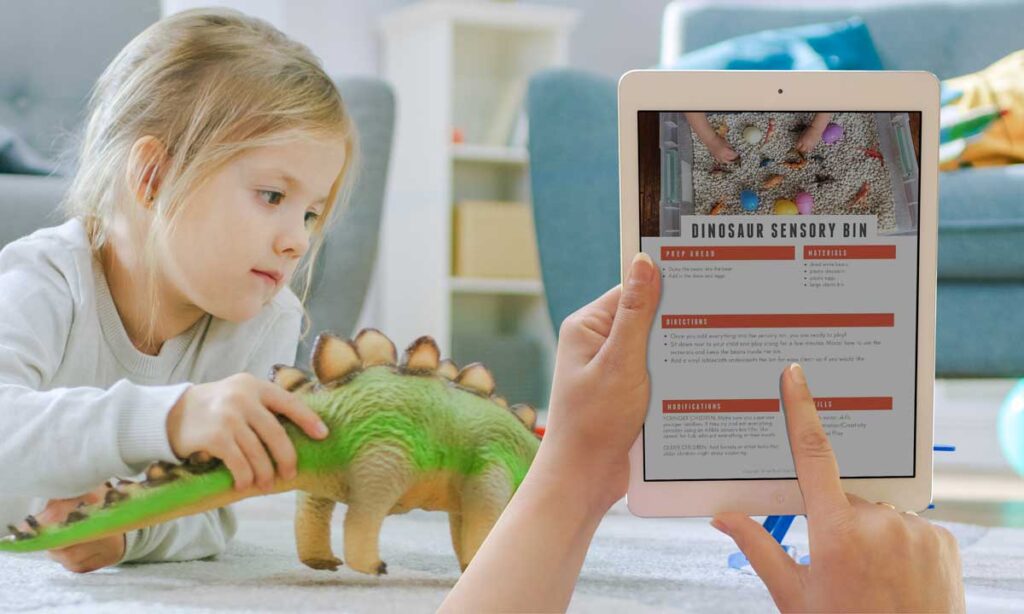 virtual Book club for kids activity with dinosaurs