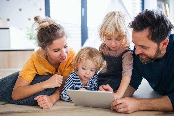 Family using technology to cope with changes during social distancing