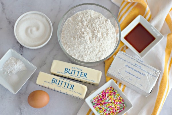 Ingredients for Cream Cheese Sprinkle Cookies
