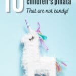 Unicorn pinata sharing 10 fun things to put in a children's pinata that are not candy
