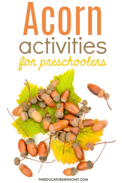 acorn activities for preschoolers with acorns and fall leaves