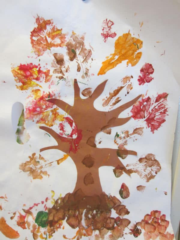 Fall Art with Leaf Stamps for Toddlers