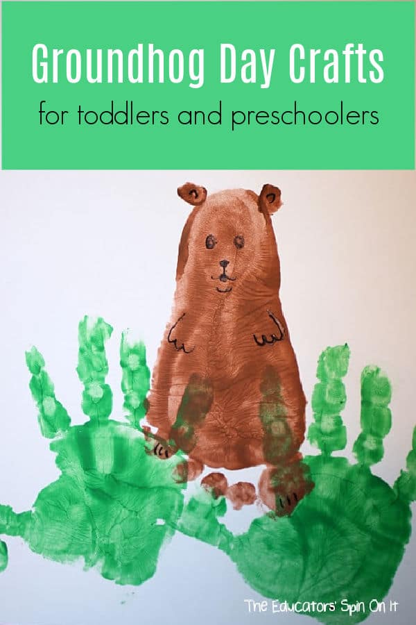 groundhog day crafts for preschoolers and toddlers using handprints and footprints