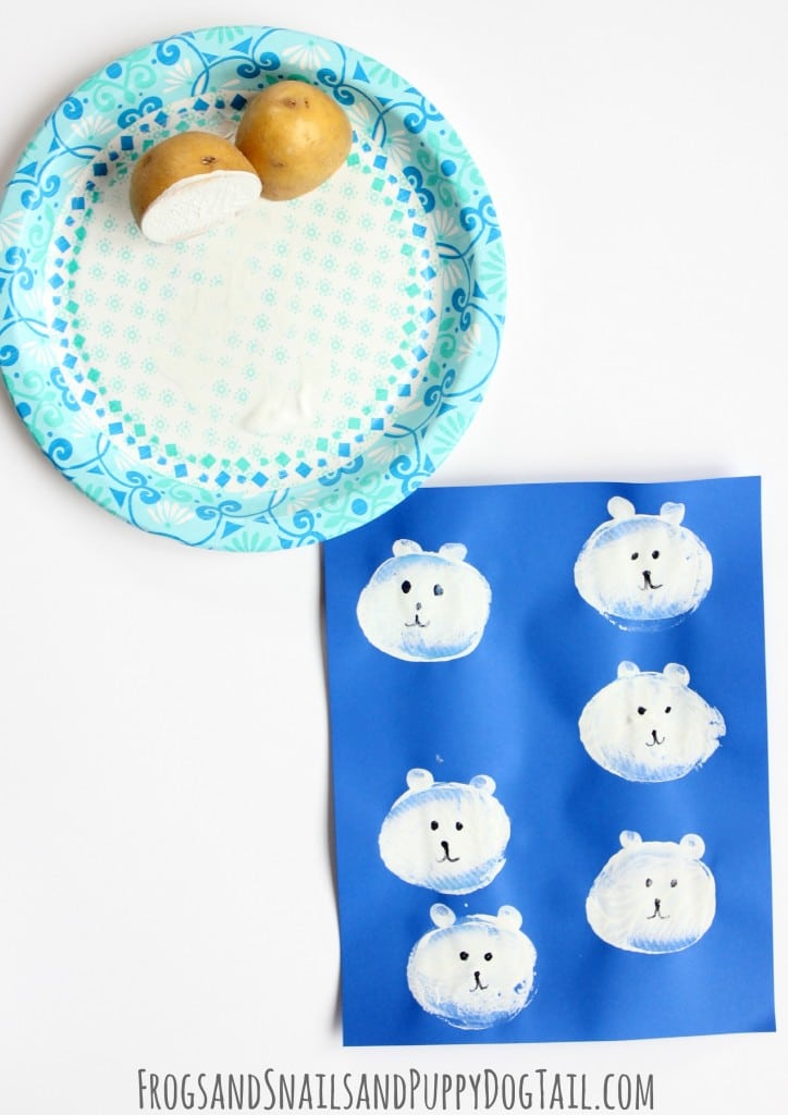 Polar Bear Potato Stamp Craft for Preschoolers