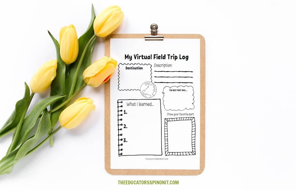 spring virtual field trip log with tulips