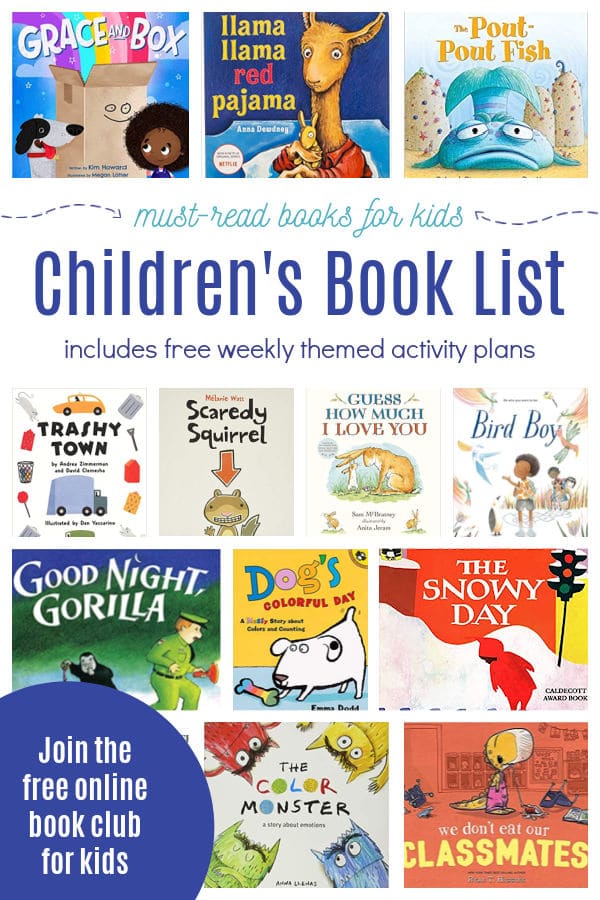 Children's Book List of tops books to read for the Virtual Book Club for Kids