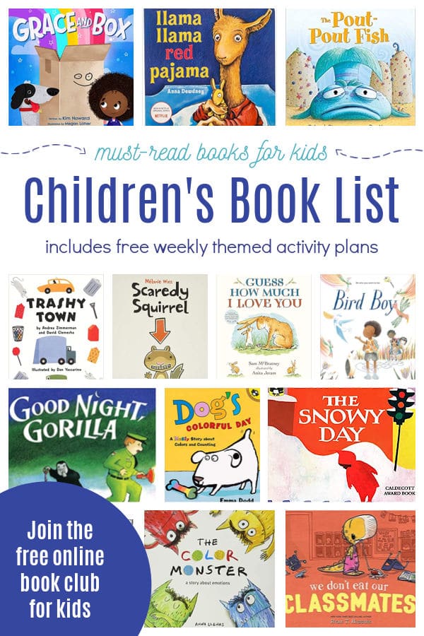 Children's Book List of tops books to read for the Virtual Book Club for Kids 