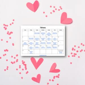 February Activity Calendar for Kids