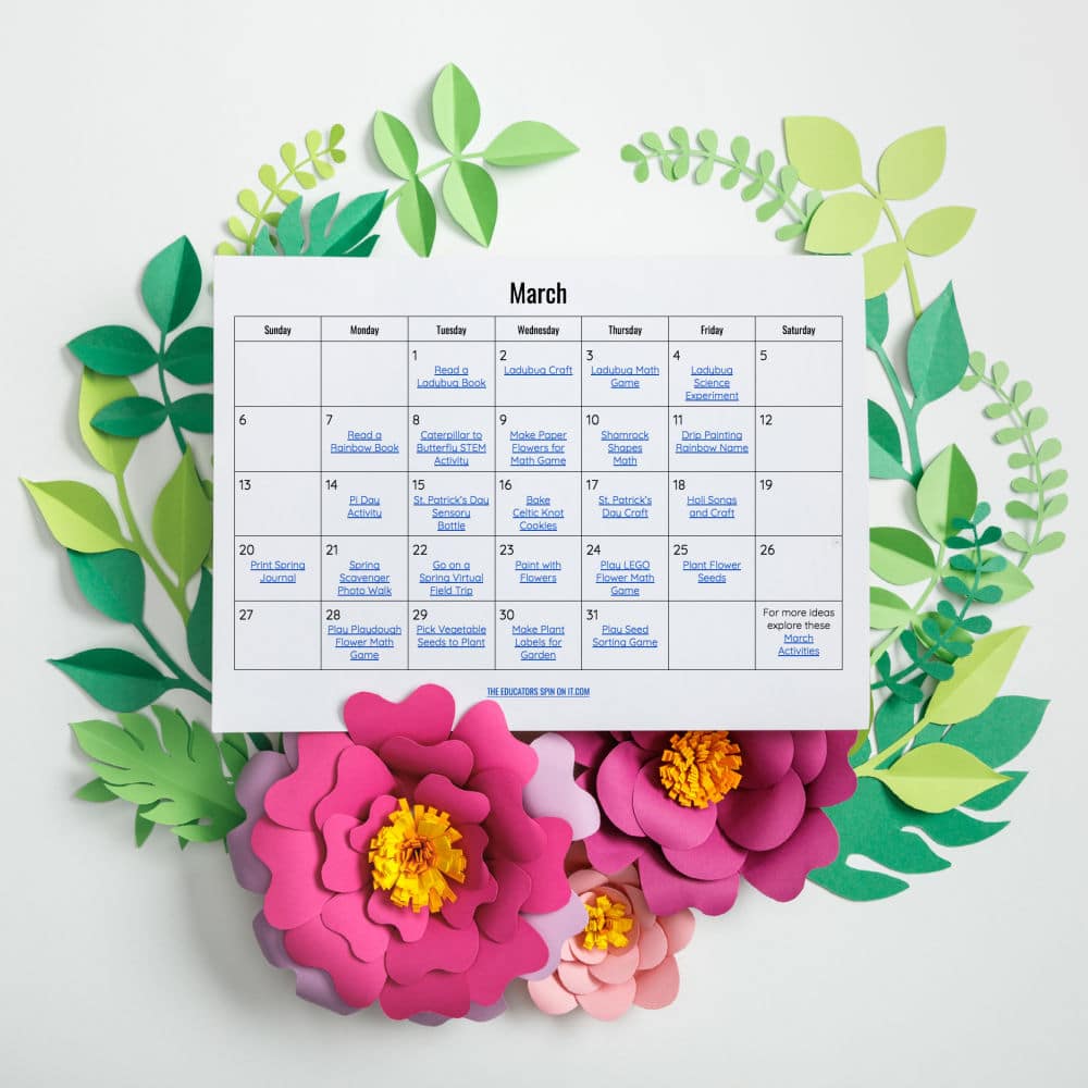 March Activity Calendar for Kids