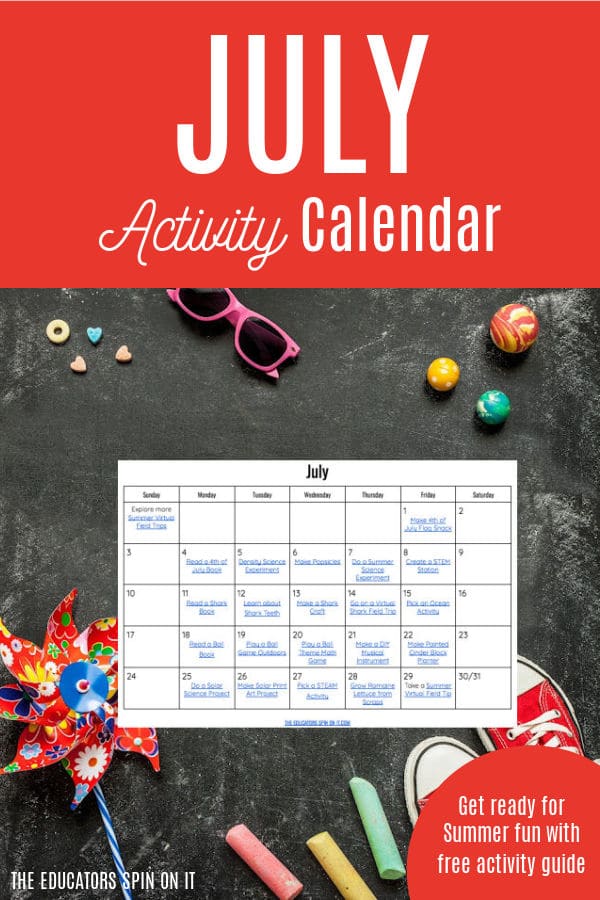 July Activities for Kids! Includes free July activity calendar!