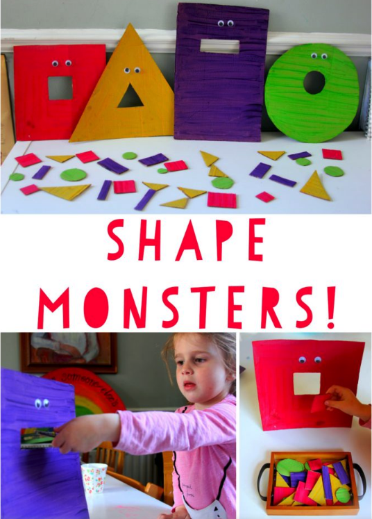 How to Make a Shape Monster: A Shape Sorting Activity for Preschool