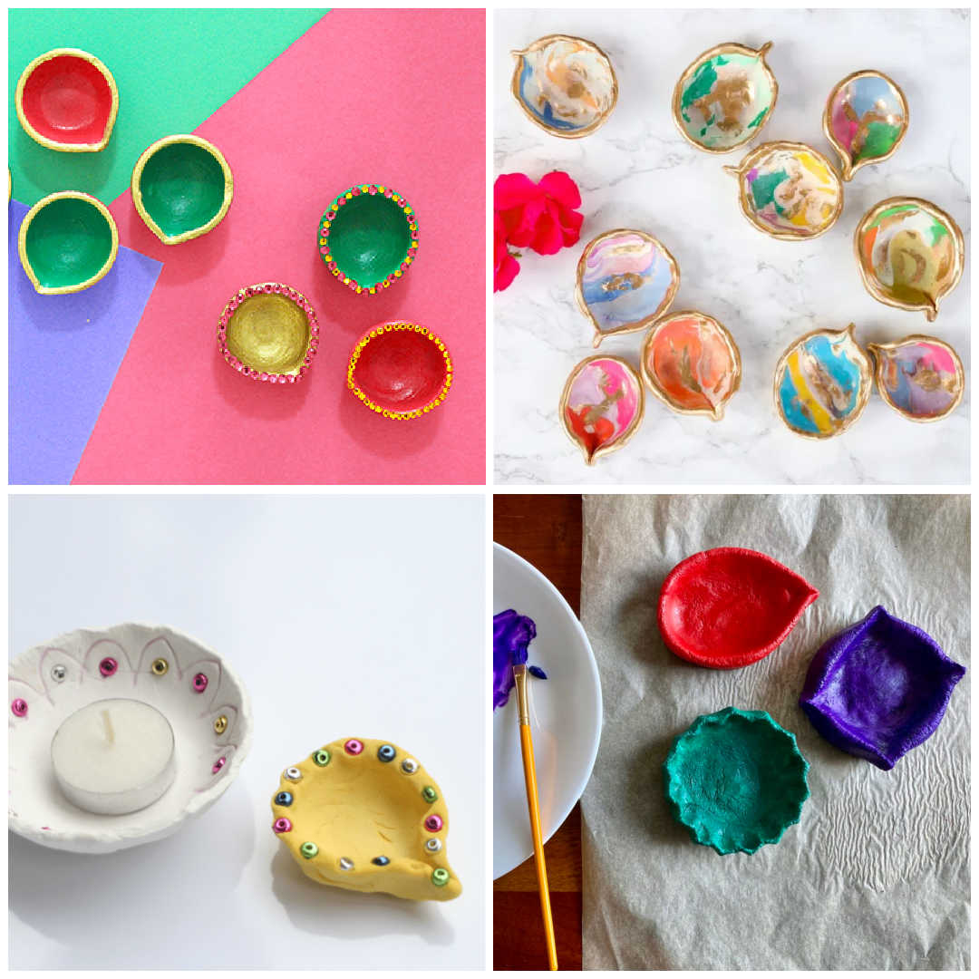 Air-Dry Clay Diyas for Kids