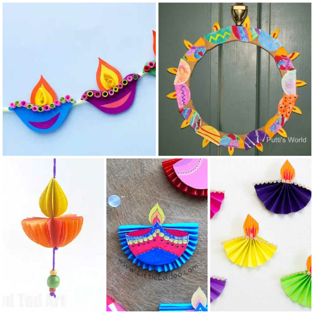 Paper Diya Crafts for Kids for Diwali
