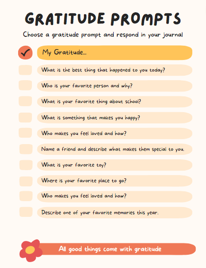 Gratitude Prompts Checklist