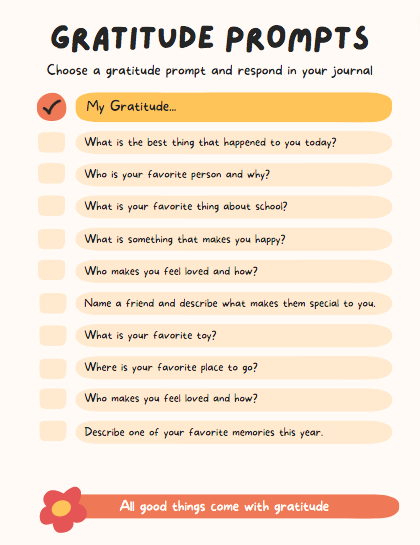 Simple 30 Day Gratitude Prompts For Kids The Educators Spin On It