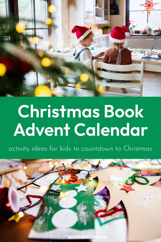 Christmas Book Advent Calendar for Kids with 12 books and activity ideas for holiday fun. 
