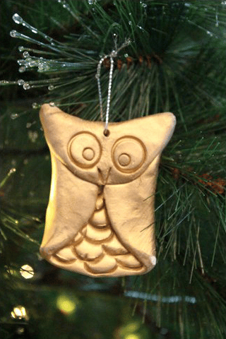 Clay Owl Christmas Ornament