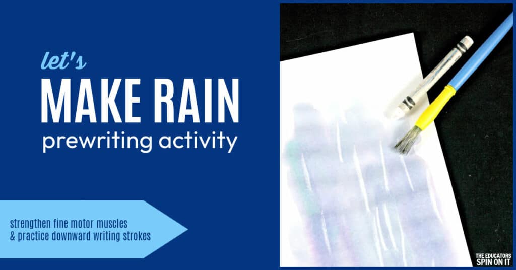 weather themed prewriting activity for preschoolers with rain writing
