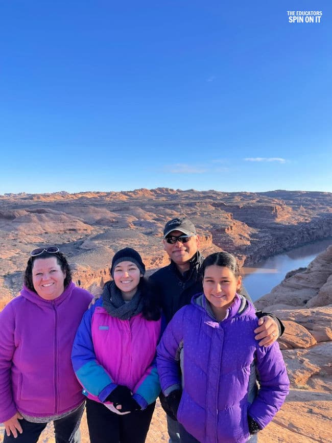 Family at Colorado River Overlook on the Slickrock Hummer Safari with Moab Adventure Center