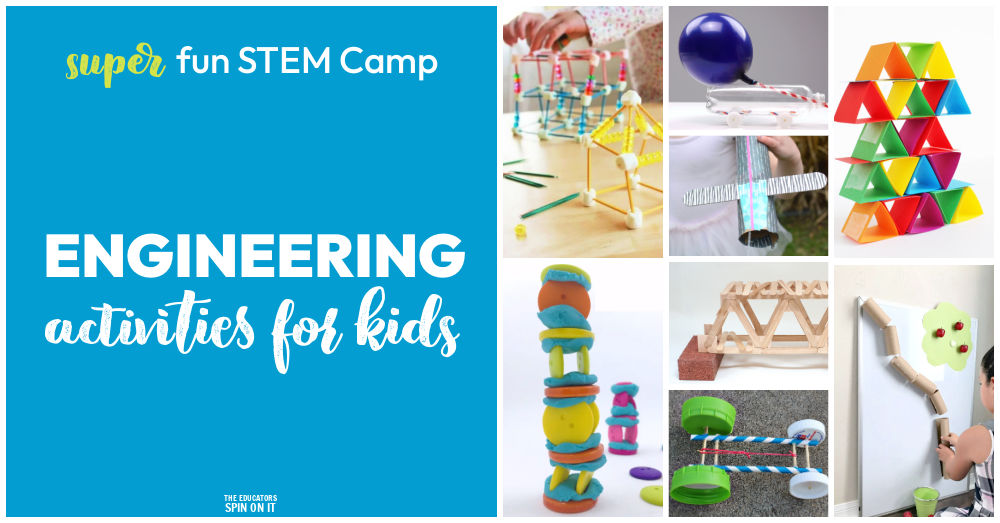 Engineering STEM Camp Activities for kids. Engineering Themed materials, books and activities for kids.