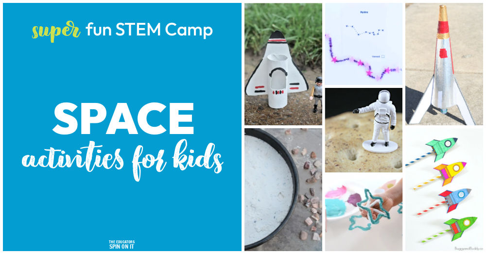 Outer Space STEM Camp Activities for kids. Space Themed materials, books and activities for kids.